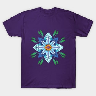 Floral Design - Teal Blue T-Shirt